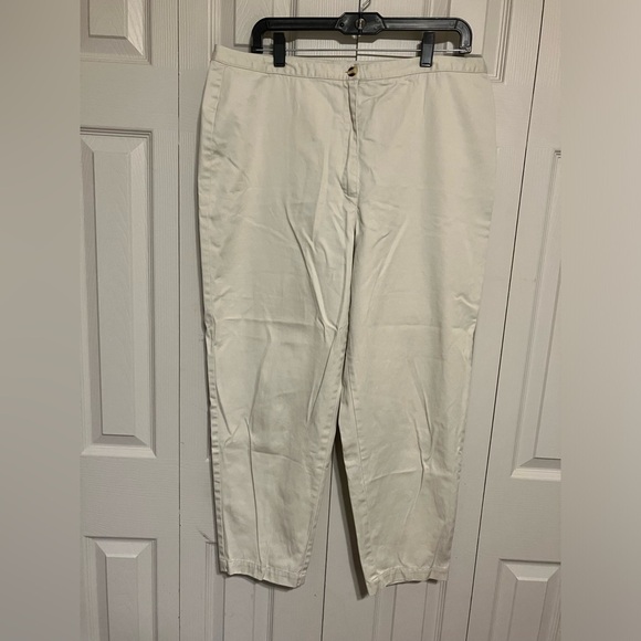 VTG Talbots Pants Women’s Sz 16 Ivory Cotton Wrinkle Resistant Office Casual  - Picture 1 of 8
